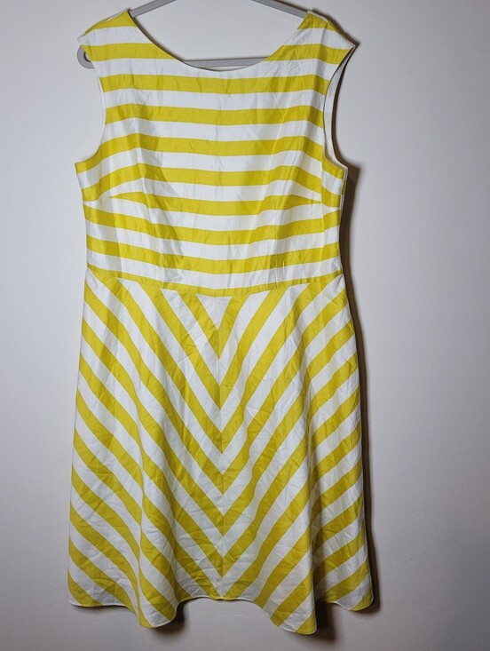 Boden Dresses & Skirts - Boden Yellow and White Striped Sleeveless Midi Dress Size 14R Cotton